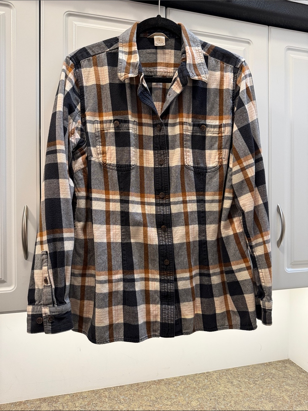 Women’s Plaid Flannel Shirt - Black, Cream & Brown